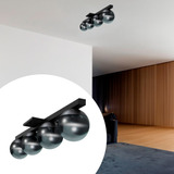 Lustre Sala De Jantar Plafon Sobrepor Jabuticaba Quadruplo Cor Preto - Vidro Fumê