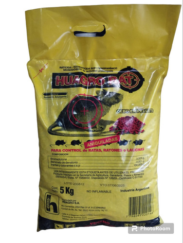 Veneno Ratas Y Ratones Huagro Pellets X 5 Kg 