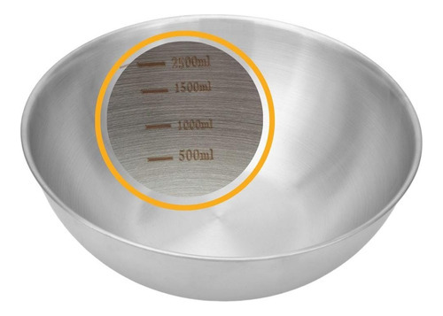 Bacia Tigela Bowl Inox C/ Medidor Massa Saladas Profissional