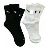 Calceta N_l_k_e 2/4 Negra Blanca 6 Pares Gym Cotton Running