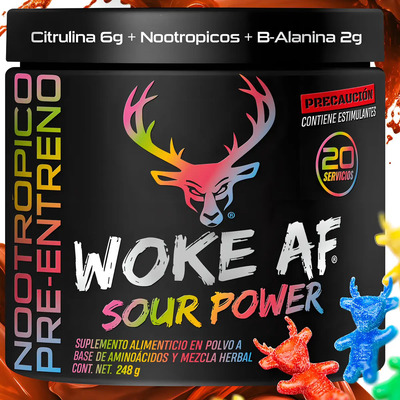 Woke Af Pre Entreno Estimulante + Beta Alanina | Sour Power Sour Power | Meses sin interés