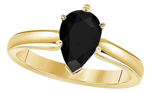 Solitário De Ouro 18k 3gr Com Moissanita Negra Gota 2,00ct