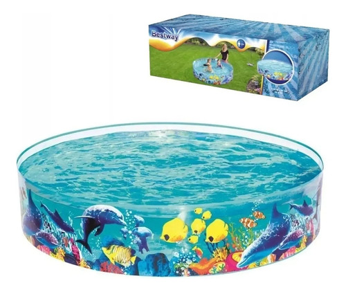 Piscina Semirrígida 946l De Color Transparente Con Peces