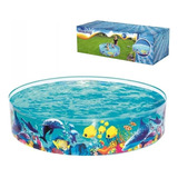 Piscina Semirrígida 946l De Color Transparente Con Peces