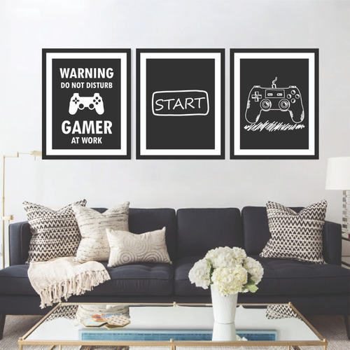 Set Cuadros Gamer Enmarcados, Posters Decorativos 30x40cm