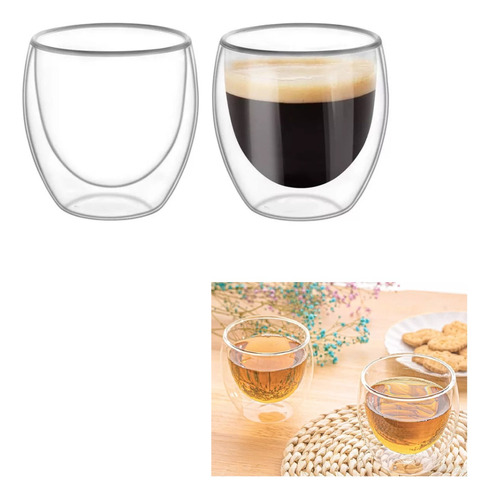 Vaso Taza Doble Pared Vidrio Borosilicato Doble Pared