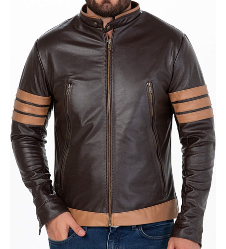 Jaqueta De Couro Wolverine Logan X Men Masculina Marrom