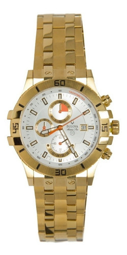 Reloj Bulova Hombre Marine Star 97b111 Color De La Malla Dorado Color Del Bisel Dorado Color Del Fondo Blanco