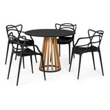 Mesa De Jantar Preta 100cm Talia + 4 Cadeiras Allegra Cor Preto