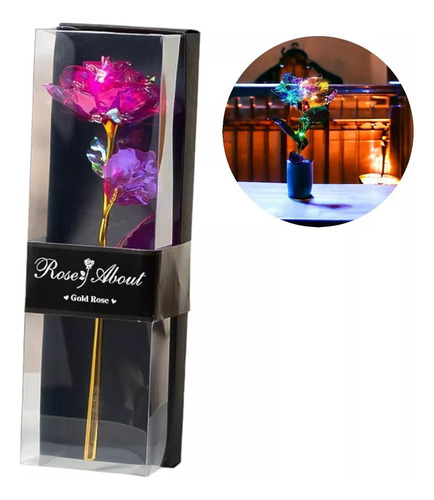 Flor Artificial, Rosa Eterna Luminosa Regalo Luz Led