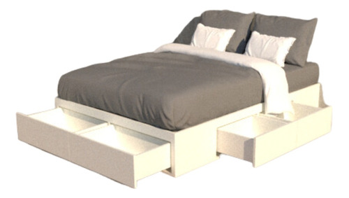 Cama Box Somier Cajonera 6 Cajones + Baulera 140x190