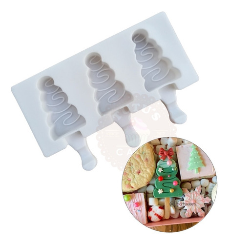 Molde De Silicona Paleta De Helado Árbol Navidad Espiral