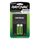 Carregador Rayovac + 2 Pilhas Aa Recarregáveis