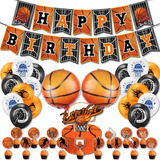 Kit De Decoración Globos Baloncesto Metalicos Cumpleaños