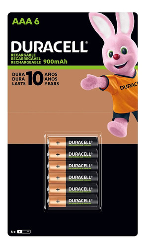 Duracell Recargable 6 Pilas Aaa De 900 Mah 1.2v