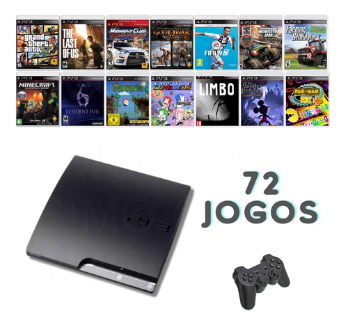 Playstation 3 Ps3 Slim + 72 Jogos + Frete Grátis + Sem Juros