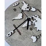 Reloj De Pared De Madera Analógico Diseño Mapa Mundi 60x60