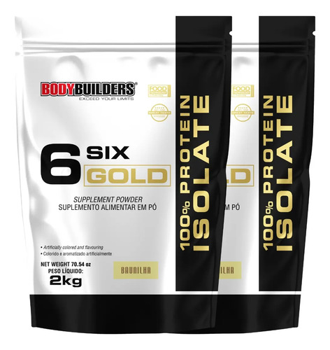Kit 2x Whey Protein Six Gold 2 Kg 100% Protein Isolate