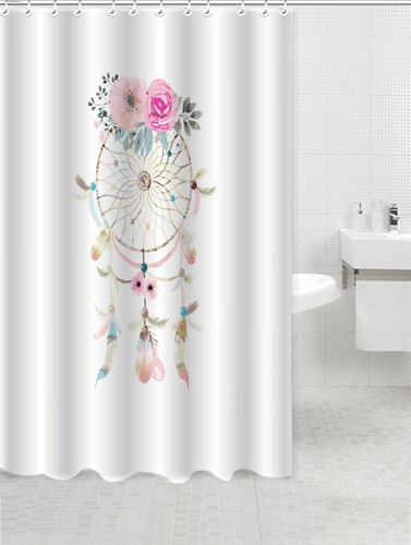 Cortina De Baño Teflon Estampada 180x180cm + Ganchos