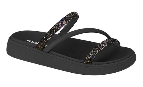 Chinelo Feminino Flatform Slide Moleca Glamour Strass Macio