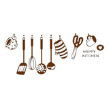 Sticker Vinil Decorativo Utensilios De Cocina Happy Kitchen
