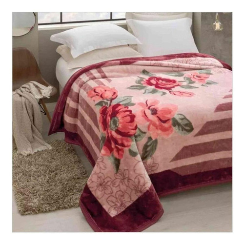 Cobertor Jolitex Ternille Tradicional Cor Rosa Com Design Rozen De 2.2m X 1.8m