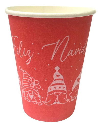 Vaso Papel Encerado 12oz - Navideño (gnomos) - C/50 Pz