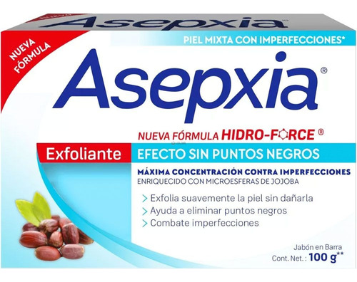 Asepxia Jabón Exfoliante 100grs Antiacné Grasitud