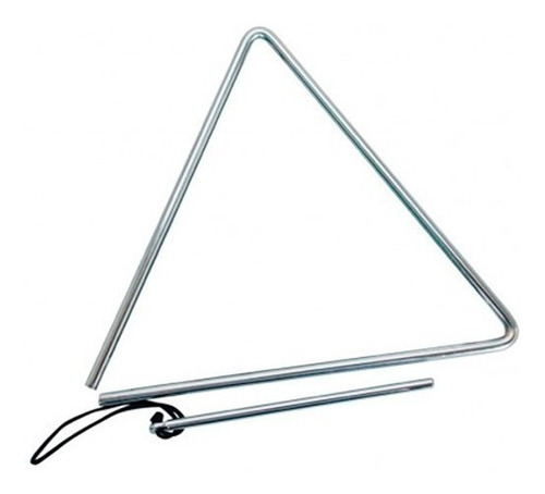 Triângulo Cromado Alumínio Para Forró Baião Xote Profissional 25x25x25 Cm Com Batedor Instrumento Musical Resistente