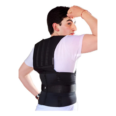 Faja Chaleco Y Corrector De Postura De 3 Velcros De Ajuste Color Negro Talla M | Meses sin interés