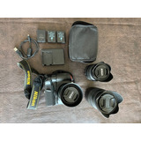 Nikon D3200 Dslr + Kit (3 Lentes 3 Baterias 1 Flash) Bolso
