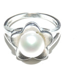  Anillo De Perla Cultivada Talla Diferente  Blanca Flor