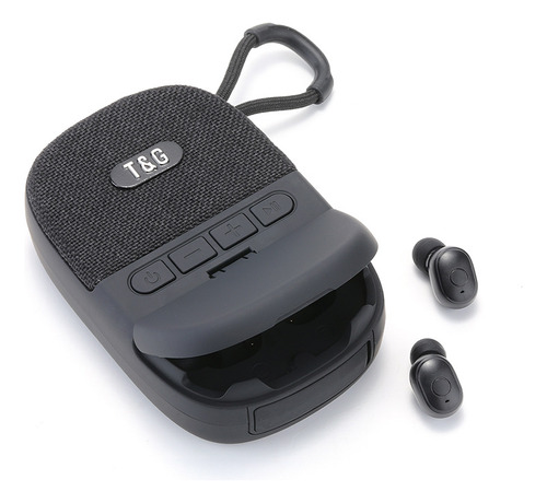 Bocina Bluetooth Portatiles Y Auriculares 2 En 1 Negros