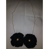 Collar Artesanal De Flores Negro Con Apliques De Perlas