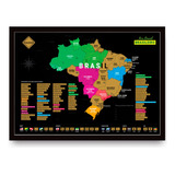 Mapa Brasil Com Moldura 50x70 Cm Raspe Lugares Estados