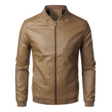 Chaqueta De Cuero De Motorista Delgada De Moda For Hombres