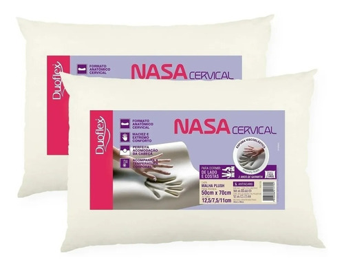 Kit Com 2 Travesseiros Duoflex Nasa Cervical 50x70cm