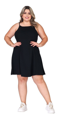 Roupas Plus Size Vestido Curto Soltinho Rodado Malha Verão