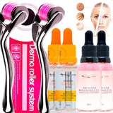 Kit 2 Derma Roller +2 Serum Rosa Mosq+ 2 Vitamina C Atacado