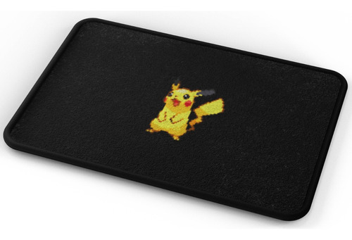 Tapete Pokémon Pikachu Fondo Negro Baño Lavable 40x60cm