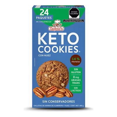 Galletas Taifeld's Keto Cookies Con Nuez 480g | Meses sin interés
