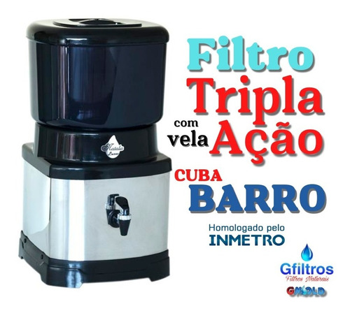 Filtro De Agua  C/ Cuba De Barro Natália Luxus Gmold