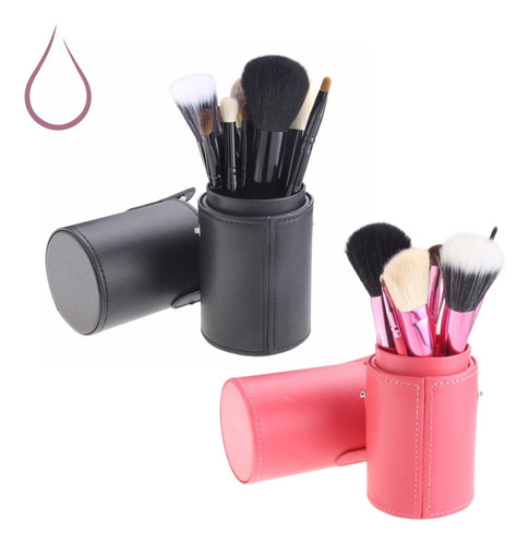 Kit Profissional Pinceis De Maquiagem Com Estojo Cor Rosa