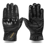 Guantes De Moto De Piel Impermeables Touch Retro