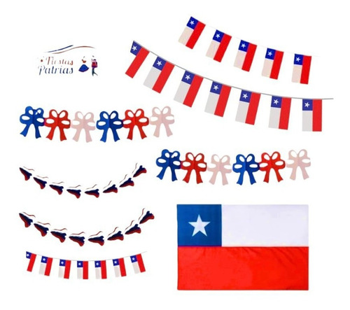 Pack Decorativo Fiestas Patrias Bandera 85x150cm+ Guirnaldas