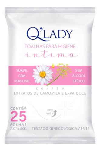Toalhas Para Higiene Íntima C25 Suave Sem Perfume   Q Lady