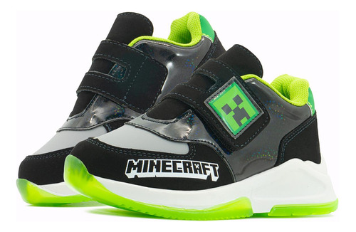 Yuyin Tenis Niño Minecraft Creepers Velcro Negro Casual