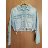 Campera De Jean Mom Rígida Con Aplique 