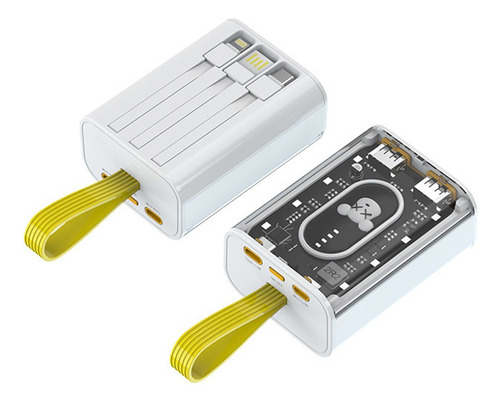 Batería Portátil Transparente 20000 Mah, 3 Cables Diferentes