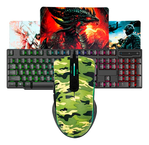 Kit Teclado Gamer Semi Mecânico Mouse Gaming Usb 7200 Dpi